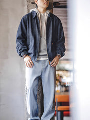 ワッフル編みデニムコーチジャケット