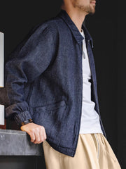 ワッフル編みデニムコーチジャケット