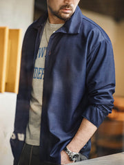 ドロップショルダー ネイビーTRデニムシャツ