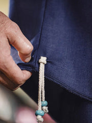 ドロップショルダー ネイビーTRデニムシャツ