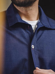 ドロップショルダー ネイビーTRデニムシャツ