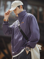 ハーフジップ スタンドカラー スウェットジャケット