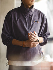 ハーフジップ スタンドカラー スウェットジャケット