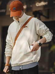 ハーフジップ スタンドカラー スウェットジャケット