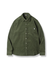 コーデュロイミリタリーグリーン長袖シャツ