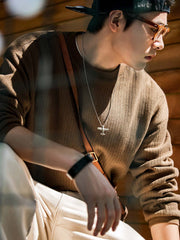 毛織りテクスチャーニットセーター