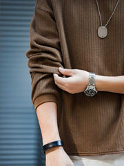 毛織りテクスチャーニットセーター