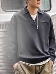 ワッフル編み Vネックポロシャツ