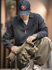 ワッフル編み Vネックポロシャツ