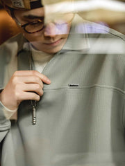 ワッフル編み Vネックポロシャツ