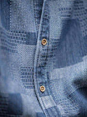 ボロ風 ジャガード 先染め デニム 長袖シャツ