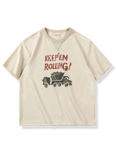 「KEEP’EM ROLLONG」プリントTシャツ