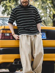 黒白 細いストライプ柄 Tシャツ