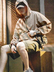 ハーフジップ フーディージャケット