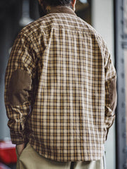 タータンチェックコーデュロイ襟付きシャツ