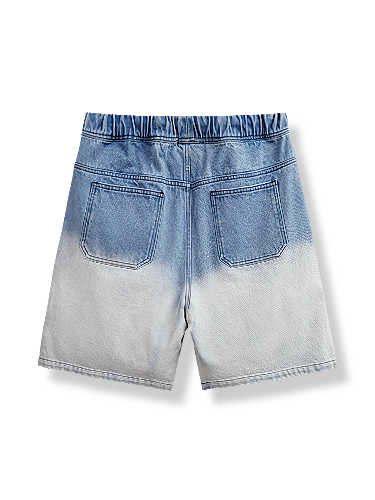 ヴィンテージグラデーションブルーウォッシュデニムショーツ全体図