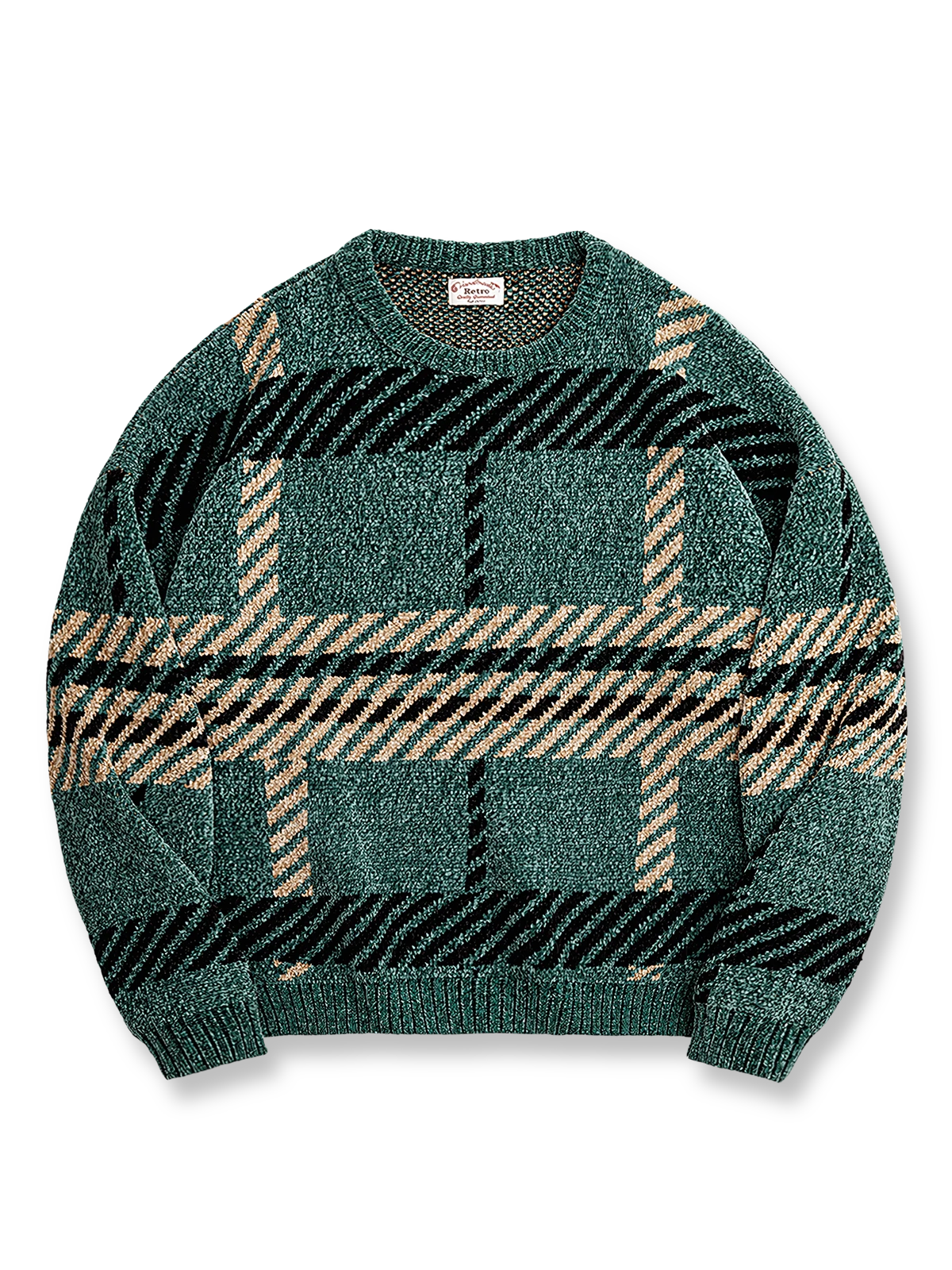 製品画像
シェニール織りクリスマスセーター、ヴィンテージグリーンとブラウンのツートンデザインで、北欧の伝統にインスパイアされたケーブル編み模様が祝祭の雰囲気を演出、厚手で柔らかなシェニール素材使用
詳細画像
シェニール織りクリスマスセーターのディテール、ヴィンテージグリーンとブラウンのカラーコンビネーションとケーブル編み模様、広めのリブ袖口とアーチ型リブネックで暖かさを保つデザイン