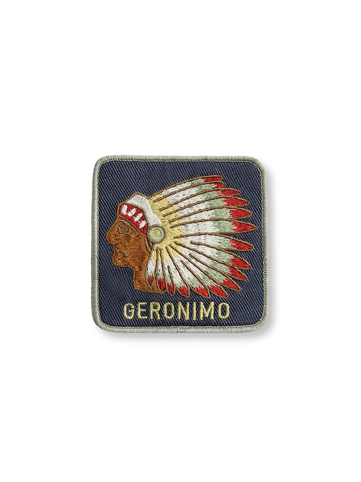 詳細画像:ベルクロの刺繍と洗い加工ディテール図