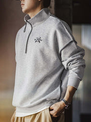 ハーフジップ スタンドカラー スウェット