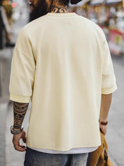 ヴィンテージヘルツ 5分袖ドロップショルダーTシャツ