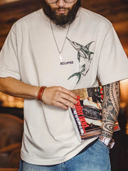 トロンプルイユ魚柄ポケットTシャツ