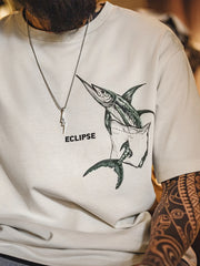 トロンプルイユ魚柄ポケットTシャツ