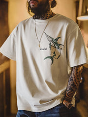 トロンプルイユ魚柄ポケットTシャツ