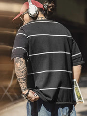 ヴィンテージ カラーコントラスト ストライプTシャツ