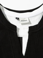 ワッフルステッチフェイクレイヤードTシャツ