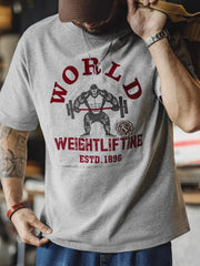 ワールドパワーリフティング 猿&バーベル プリントTシャツ