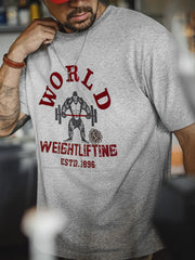 ワールドパワーリフティング 猿&バーベル プリントTシャツ