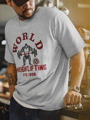 ワールドパワーリフティング 猿&バーベル プリントTシャツ