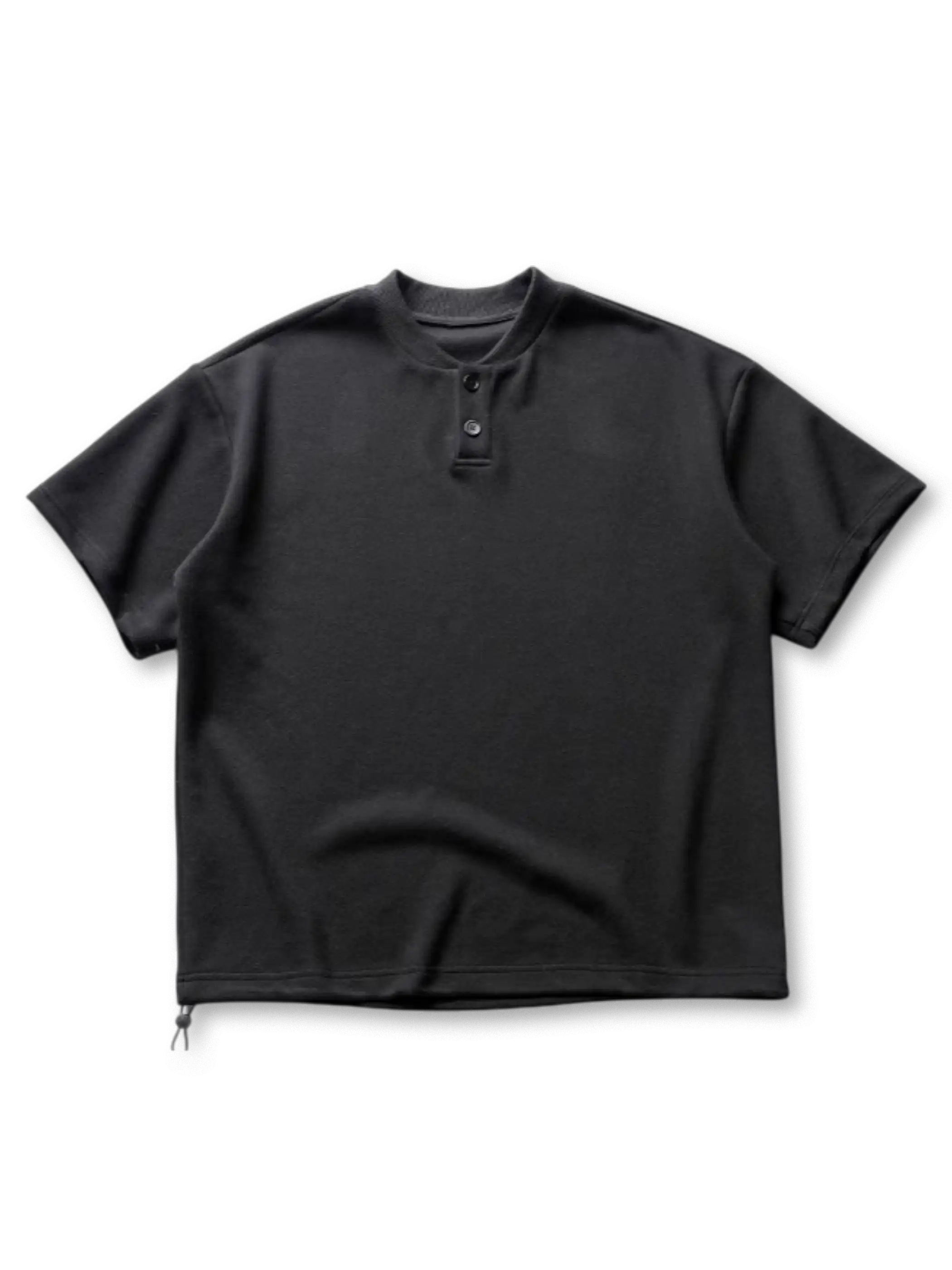 エアレイヤー素材のヘンリーネック半袖Tシャツ(ブラック・グレー)