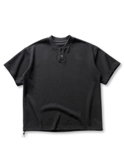 エアレイヤー素材のヘンリーネック半袖Tシャツ(ブラック・グレー)