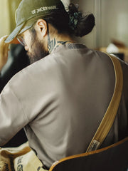 ワイドシルエット・マリン刺繍ハーフハイネックTシャツ