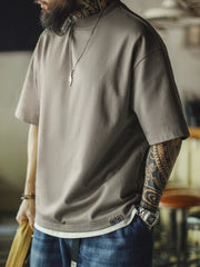 ワイドシルエット・マリン刺繍ハーフハイネックTシャツ