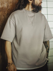 ワイドシルエット・マリン刺繍ハーフハイネックTシャツ