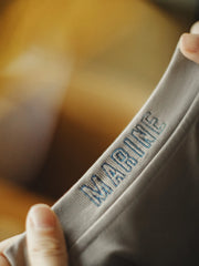 ワイドシルエット・マリン刺繍ハーフハイネックTシャツ