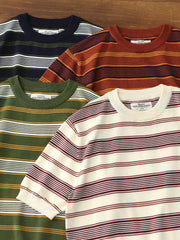 4色展開 ヴィンテージ ストライプ ライセル ニットTシャツ