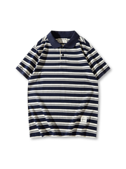 4色展開の245gヘビーウェイトボーダーポロシャツ