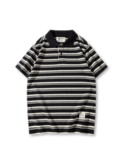 4色展開の245gヘビーウェイトボーダーポロシャツ