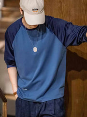 コントラストカラー&メッシュパネル長袖Tシャツ