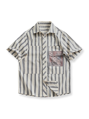 ストライプ配色半袖シャツの正面展示