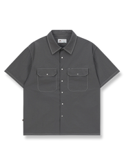 ステッチ入りナイロンワークシャツの正面画像