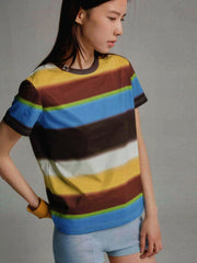 レトロボーダー速乾半袖Tシャツ