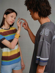 レトロボーダー速乾半袖Tシャツ