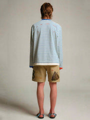 リブ切り替えストライプ長袖Tシャツ