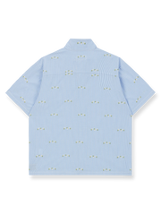 花柄刺繍シアサッカーシャツ