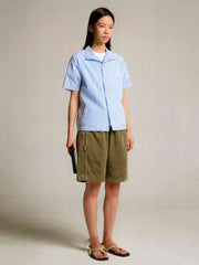 花柄刺繍シアサッカーシャツ