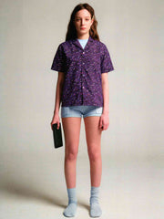 モデル画像: モデルが着用した視覚錯覚プリント速乾アウトドアシャツの展示図